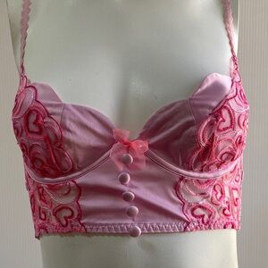 For Love And Lemons Pink Lace Heart Bralette